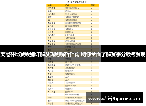 美冠杯比赛级别详解及规则解析指南 助你全面了解赛事分级与赛制
